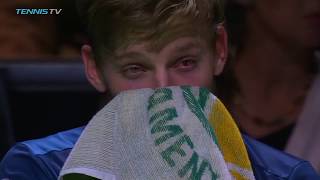David Goffin gets hit in the eye by ball | Rotterdam 2018 Semi-Final