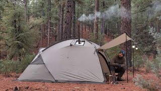 Solo Camping in the Rain, Relaxing in a hot tent | Cosy ASMR