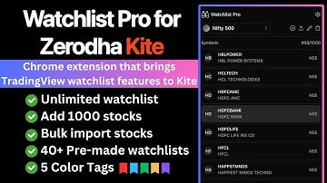Watchlist Pro for Zerodha Kite - A chrome extension that brings advanced watchlists to Kite