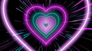 Neon Heart Tunnel🩷💜💚Animated Background Video | Abstract Background Video Loop [2 Hours]