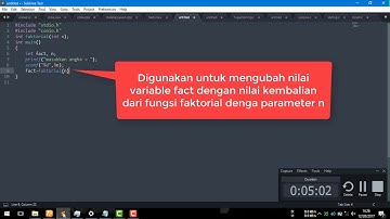 program membuat faktorial dengan menggunakan fungsi rekursi dalam bahasa c