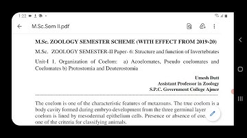 M.Sc Previous Sem. II Structure & Function of Invertebrates