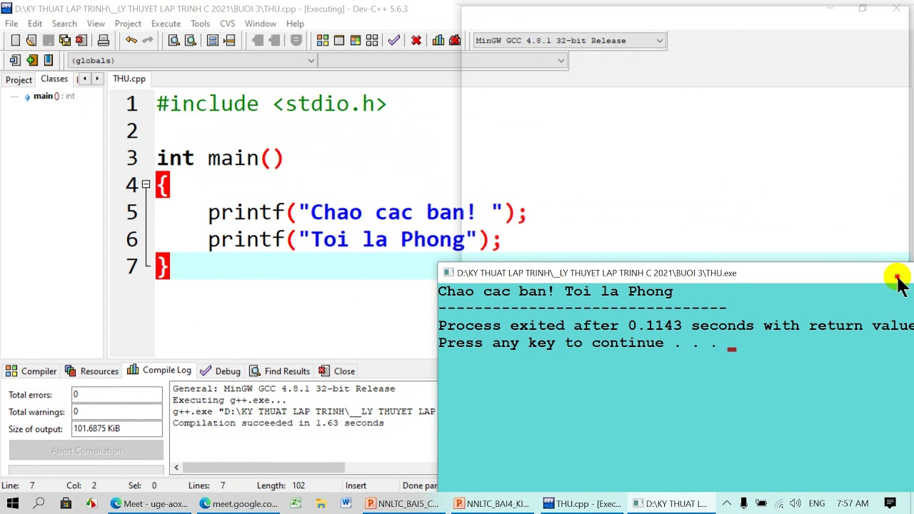 c printf  New 2022  Ngôn ngữ lập trình C - printf, scanf, Phạm vi sống của biến - Lớp buổi sáng.