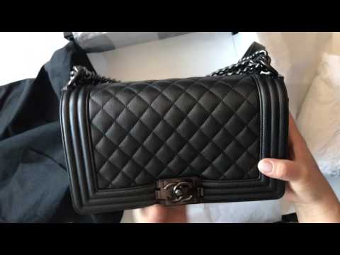 Chanel So Black Boy Flap Bag Quilted Lambskin Small Gray 2409641