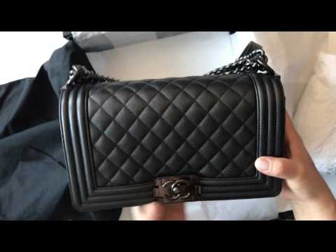 Chanel So Black Boy Flap Bag Quilted Lambskin Small Gray