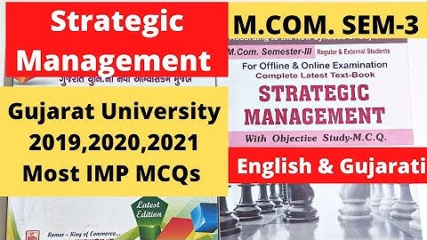 M.Com SEM 3 Strategic Management Gujarat University 2019 2020 2021 IMP MCQs