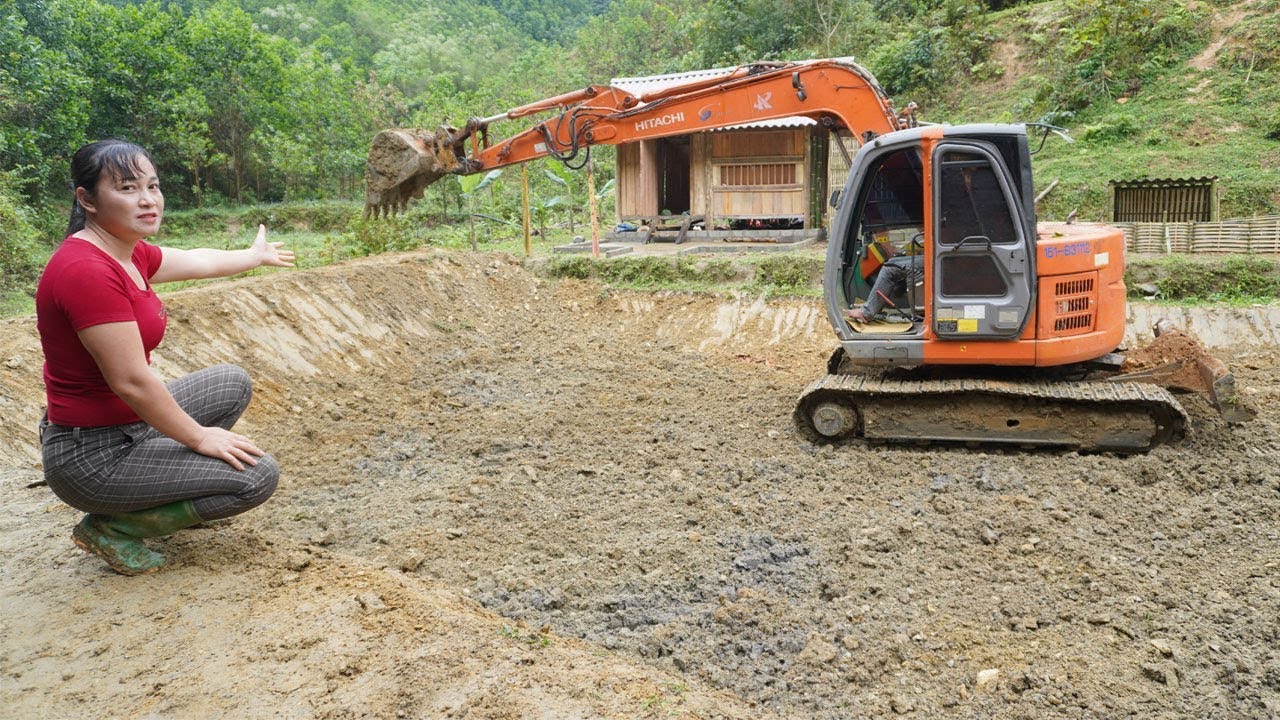 Full Video: 60 Days Building Farm use excavator to dig pond - Complete Make a roof hut - Forest Life