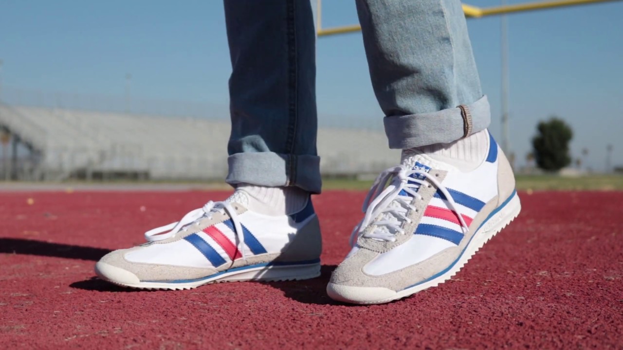 adidas sl 72 trainers in white blue red