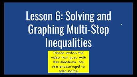 Lesson 6 Video: Solving and Graphing Linear Inequalities