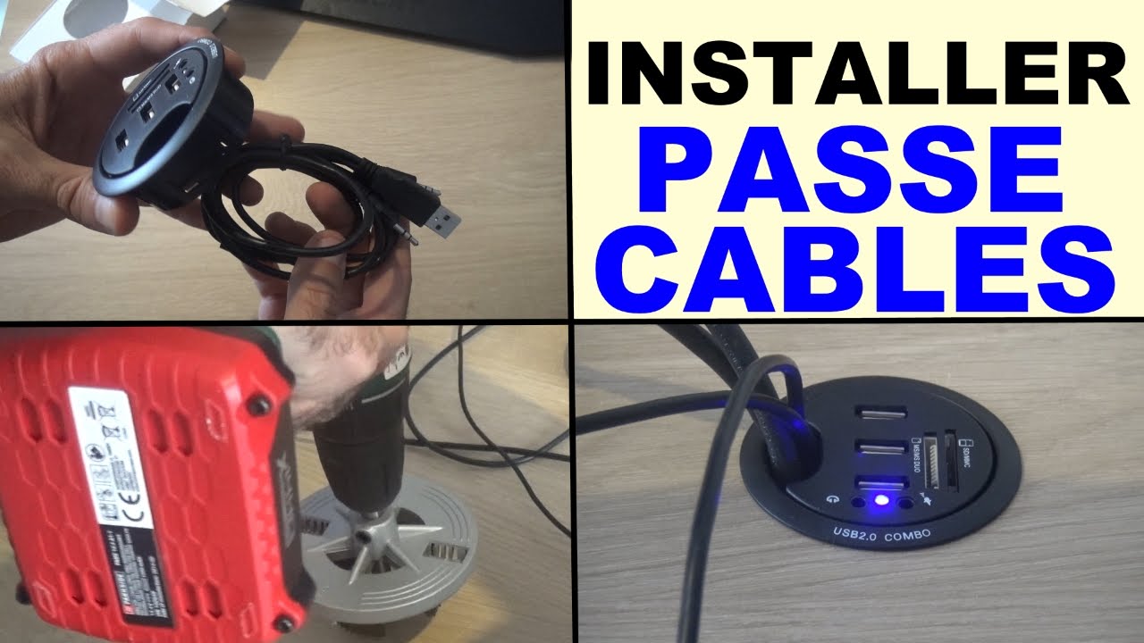 installer un passe cable de bureau (poser un multi desk hub ekit usb,  mettre) 