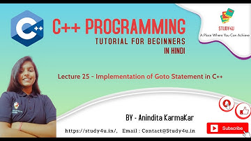 Implementation of Goto Statement in Program | C++ Tutorials in Hindi | By Anindita Karmakar