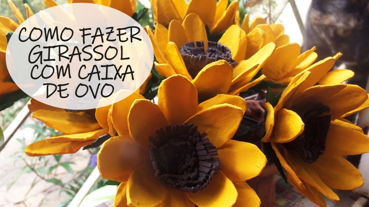 Como fazer Girassol com caixa de ovo / DIY egg carton  Sunflower