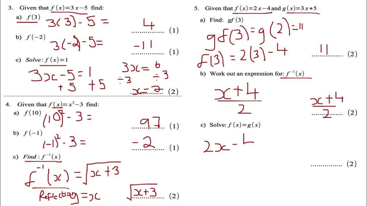 Composite and inverse functions gcse 9 1 maths revision mathematics