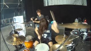 Mark Mironov of Betraying The Martyrs drumming at HELLFEST 2012