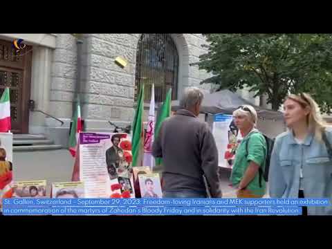 St. Gallen - September 29, 2023:MEK supporters commemorated the martyrs of Zahedan's Bloody Friday