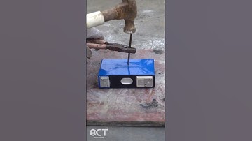 75Ah large monomer lithium battery was punctured by steel nails #battery #lifepo4 #lithiumbattery