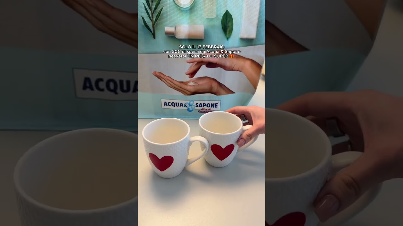 Hai un Acqua & Sapone vicino a te???🫧 se si, segnati questa data 🗓️ 13 FEBBRAIO! Solo il 13 febbraio, con una spesa minima di 20€ in qualsiasi punto vendita Acqua & Sapone riceverai un super regalo: una coppia di tazze firmate Brandani! BELLISSIME

👉 Approfittane per fare scorta di prodotti beauty o per un regalo last minute di San Valentino ☕️❤️