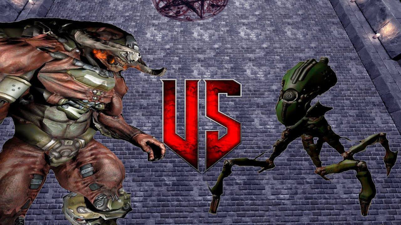 Cyberdemon vs Sentry Bot - DOOM 3 Monster Infighting - RETRO ARENA - Boss Battles