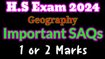 HS Geography Suggestion 2024 | Important SAQs For 1 or 2 Marks | Wbchse | Wb Class12 #hs  Geography