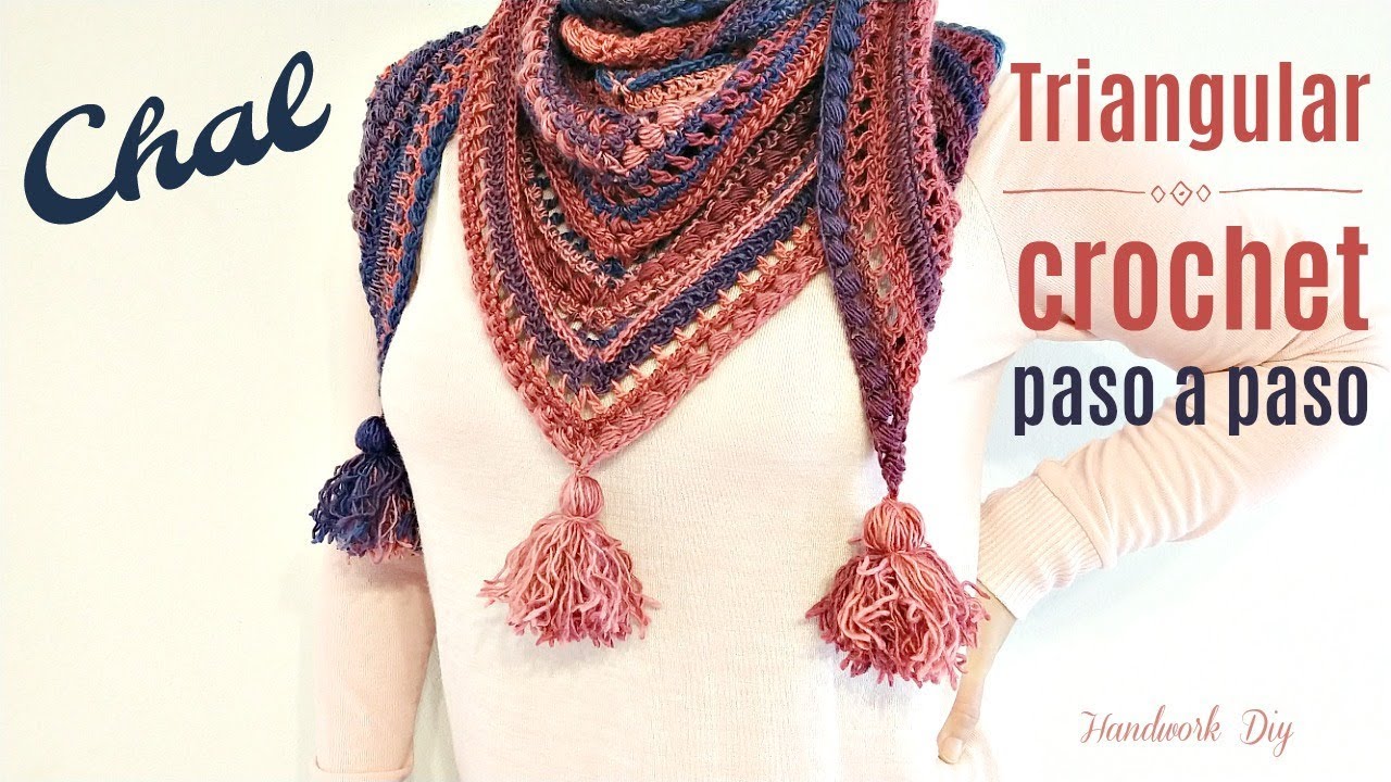 TEJE CHAL TRIANGUGAR CON PUNTO ABALORIO / HANDWORK DIY