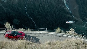 Defeating Gravity. Wingsuit vs. Corvette Z06.