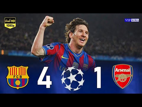 برشلونة 4 1 ارسنال 2010 سوبر هاتريك تاريخى من ميسى تعليق الاسطورة عصام الشوالى