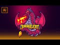 dragon esport logo + video intro - speed art using adobe illustrator