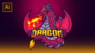 dragon esport logo + video intro - speed art using adobe illustrator