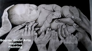 Drawing of baby with 10 hands inspired by Sourav joshi Arts PART 2