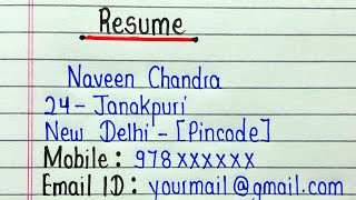 How to write a resume || CV writing in english || Resume writing || Resume format for freshers