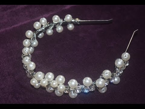 Diy Tiara com perolas e strass - YouTube