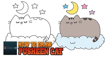 How to Draw Pusheen Cat on a Cloud Easy Step By Step For Kids