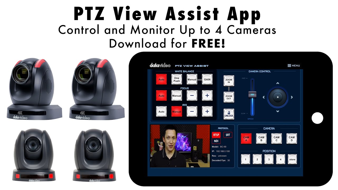 Datavideo PTC-280 4K PTZ Camera live streaming via RTSP, SRT, HLS and NDI,  Black - Cameras PTZ 