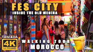 FES old medina city walking tour  Morocco 4k UHD