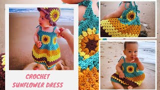 Easy Crochet Sunflower Dress For Children Sizes 03 Months To 56 Years Free Pattern