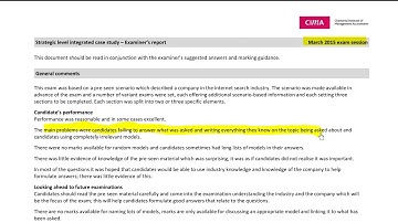 CIMA Strategic Case Study Tuition Video Series: Sample Video 6 - Review of the examiner exam reports