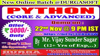 PYTHON (CORE & ADVANCED) Online Training @ DURGASOFT
