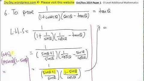 GCE O Level A Maths 2014 Oct Paper 1 Q6 tys solution