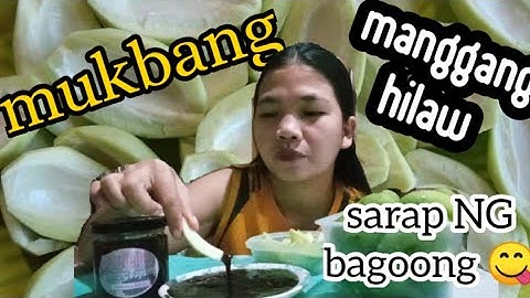 MANGGANG HILAW MUKBANG WITH BAGOONG  ALAMANG SWEET & SPICY (SAUTEED SHRIMP PASTE )+ KWENTO NG BUHAY
