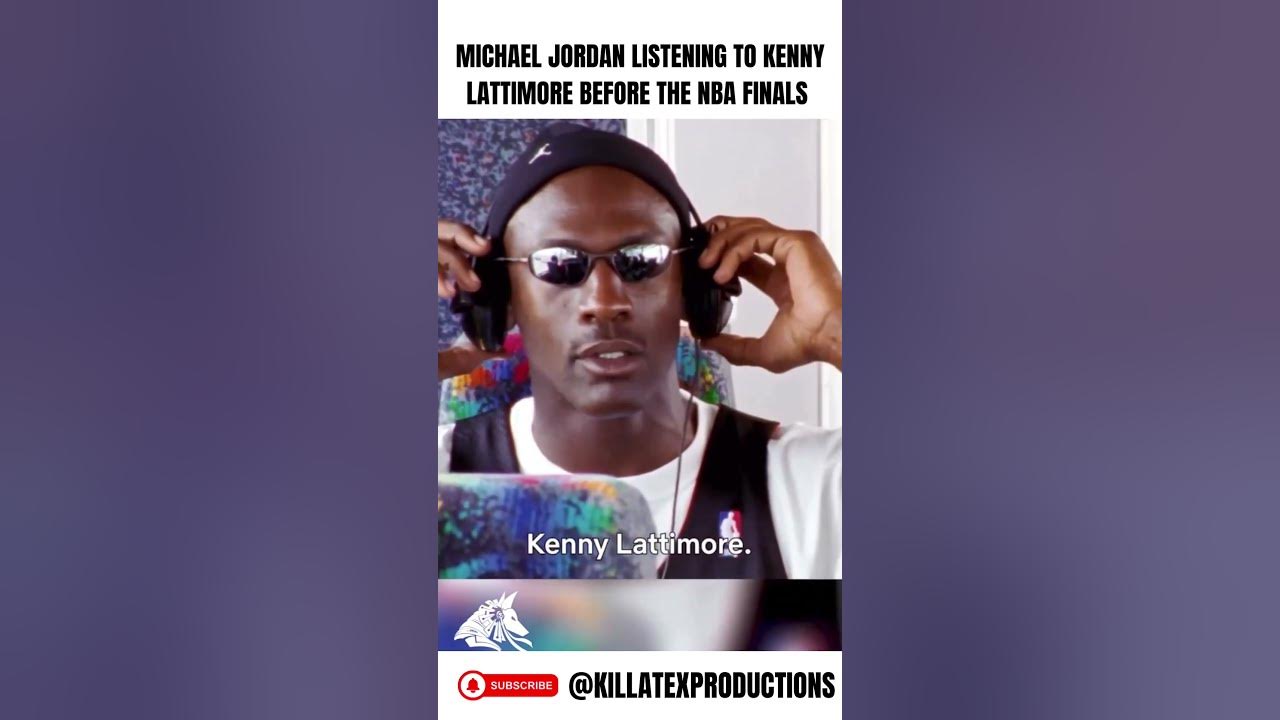 Michael Jordan listening to Kenny Lattimore before the NBA Finals