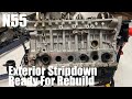 Bmw n55 engine exterior stripdown ready for rebuild  m135i engine seized project