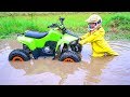Квадрик ВЕЗДЕХОД...Tisha rides a children's ATV and is stuck in a puddle.Danya saves Tisha