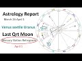 Astrology march 26april 1 2024  venus sextile uranus  last qrt moon  mercury station retrograde