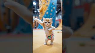 Tiny Climbers Warm-Up Dance Kitten Vs. Indoor Rock Wall