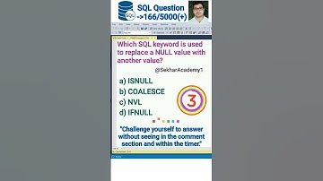 SQL Question 166 || #shorts #ytshorts #youtubeshorts #sql #interview #reels #mysql @SekharAcademy1