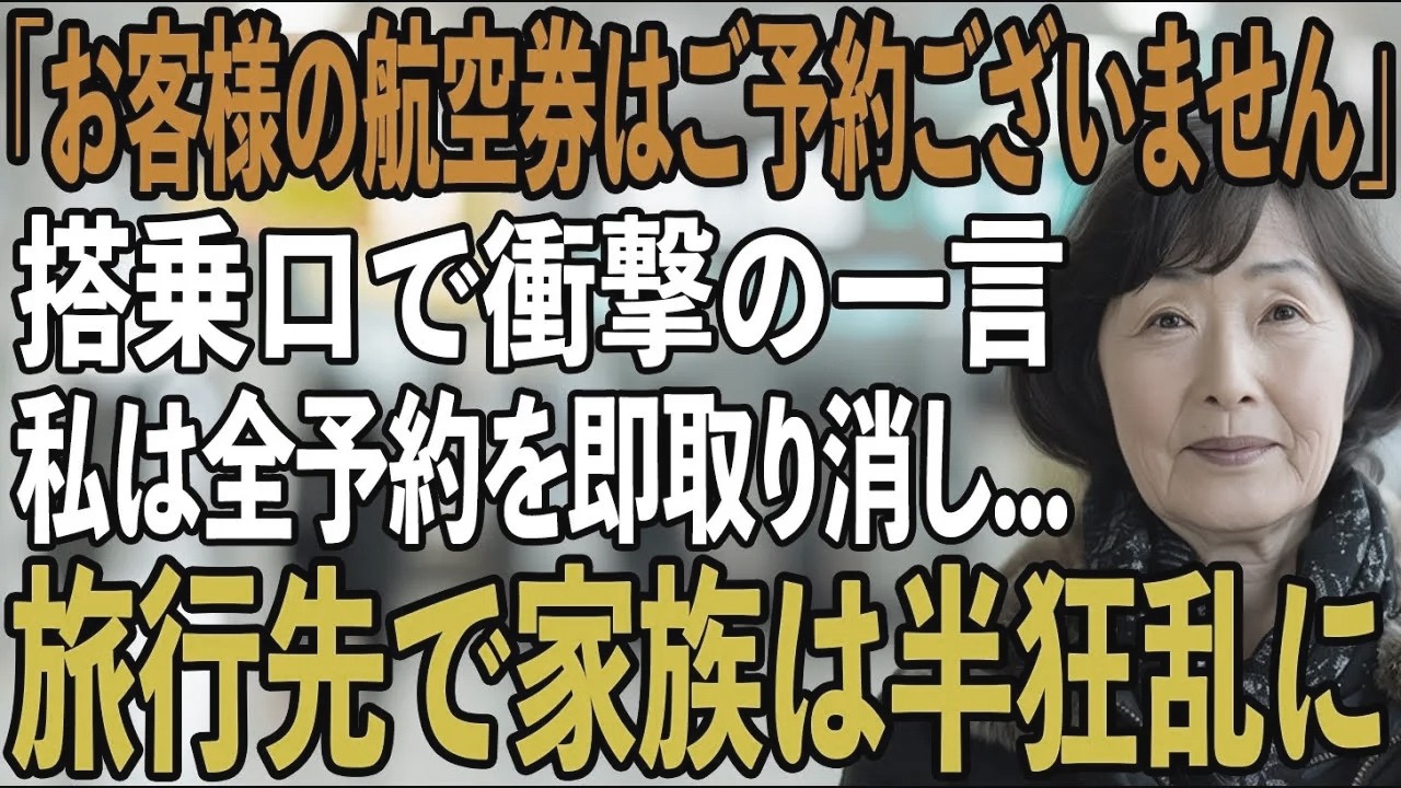 「お客様の航空券はご予約ございません」家族旅行で私を空港に置き去り義両親だけ連れる息子夫婦。私は静かにその場を去った→直後、旅行先で2人は地獄を見る結果に...【シニアライフ】【60代以上の方へ】