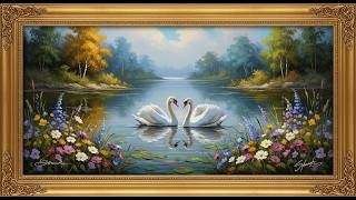 Frame TV Art with Music: 4K Frame TV Art: Vintage Swans & Lake Flowers | Nature Screensaver screenshot 5