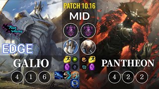 RNW Edge Galio vs Pantheon Mid - KR Patch 10.16