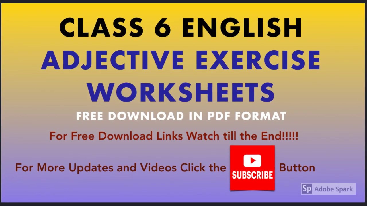 Adjectives Worksheets For Class 6 English Grammar Exercises YouTube