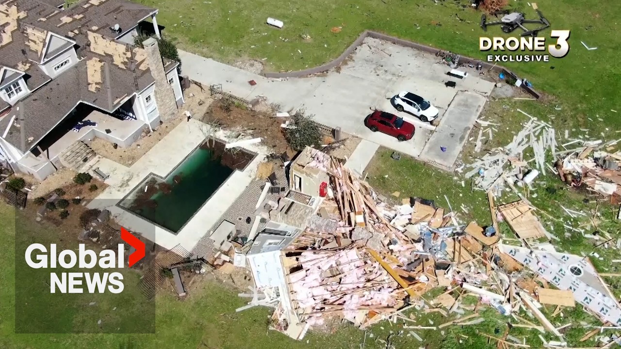 Mississippi tornadoes: Drone video shows trail of destruction after ...